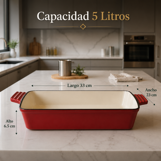Bandeja Refractaria de Hierro 5 Litros (33x23x6.5cm)