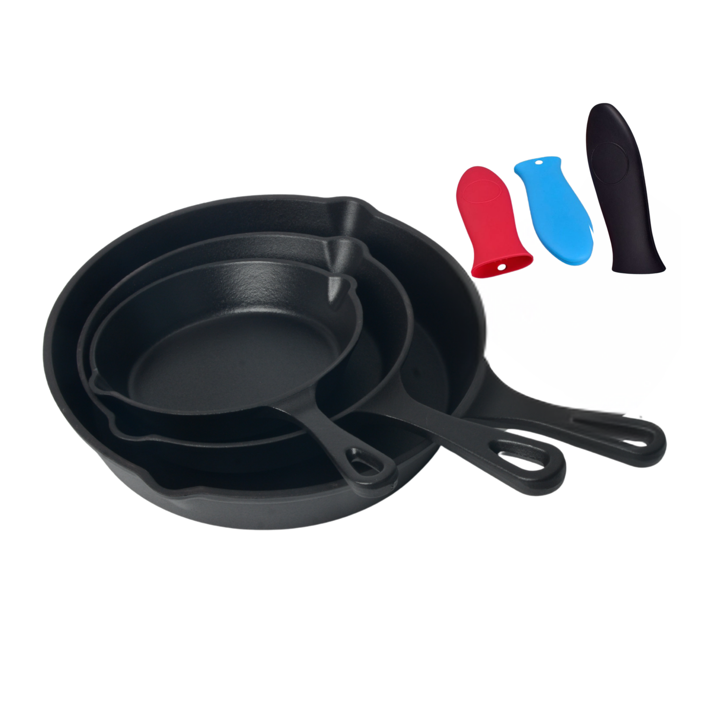 Set X3 Sartenes Hierro Fundido Esmaltado + Obsequio Fundas de Silicona