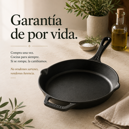 Set de 3 Sartenes de Hierro Esmaltado (16.5 | 20 | 30cm) + 3 Mangos de Silicona GRATIS