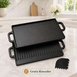 Parrilla de Hierro | Grill y Plancha 2 en 1 (40x20cm) Gratis Rascador