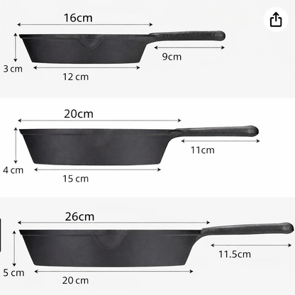 Set X3 Sartenes Hierro + Gratis 3 Fundas de Silicona