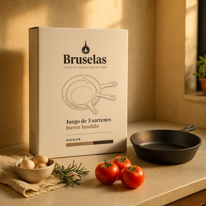 Set X3 Sartenes Hierro Fundido Esmaltado + Obsequio Fundas de Silicona