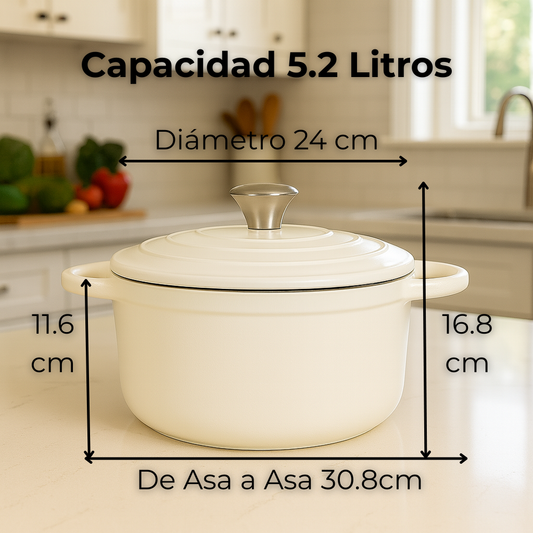 Cocotte de Hierro Esmaltado 5.2 Litros