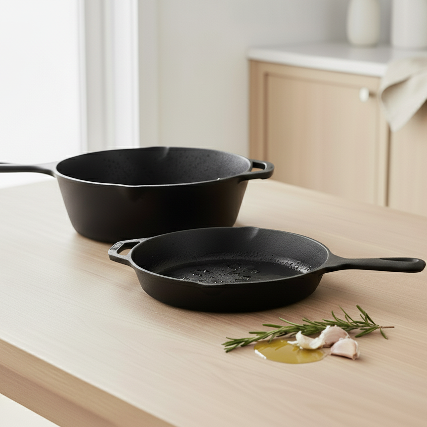 Olla/Sartén 2 en 1 de Hierro Fundido Esmaltado (1,5L & 4,5L)