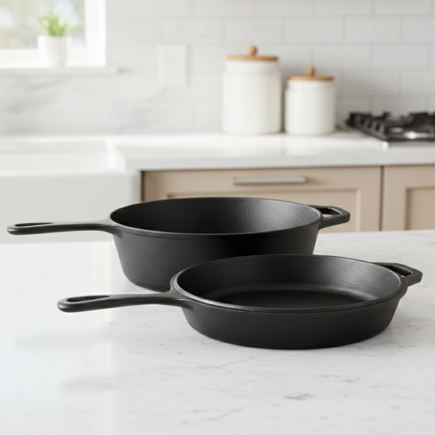 Olla/Sartén 2 en 1 de Hierro Fundido Esmaltado (1,5L & 4,5L)