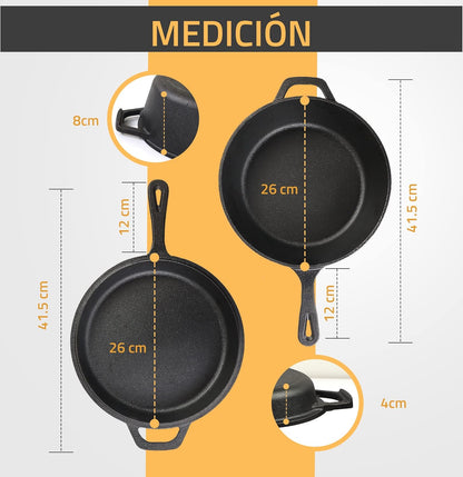 Olla/Sartén 2 en 1 de Hierro Fundido Esmaltado (1,5L & 4,5L)