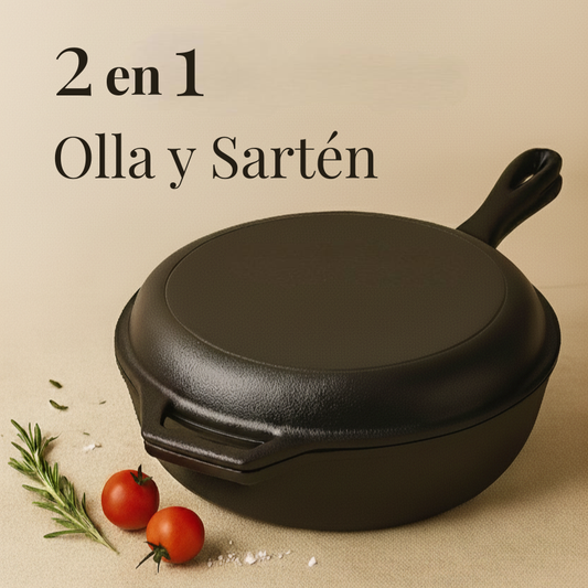 Olla/Sartén 2 en 1 de Hierro Fundido Esmaltado (1,5L & 4,5L)