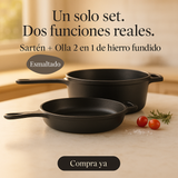 Olla/Sartén 2 en 1 de Hierro Fundido Esmaltado (1,5L & 4,5L)