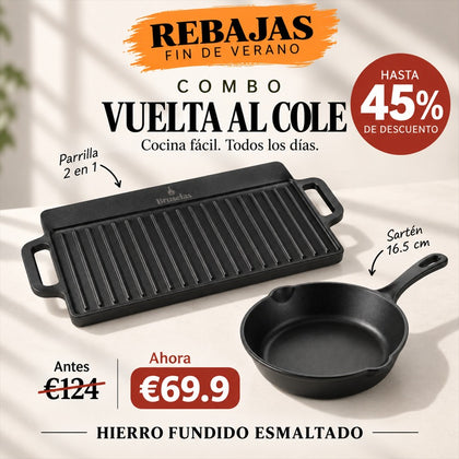 Combo Vuelta al Cole: Parrilla 2 en 1 + Sartén 16,5 cm