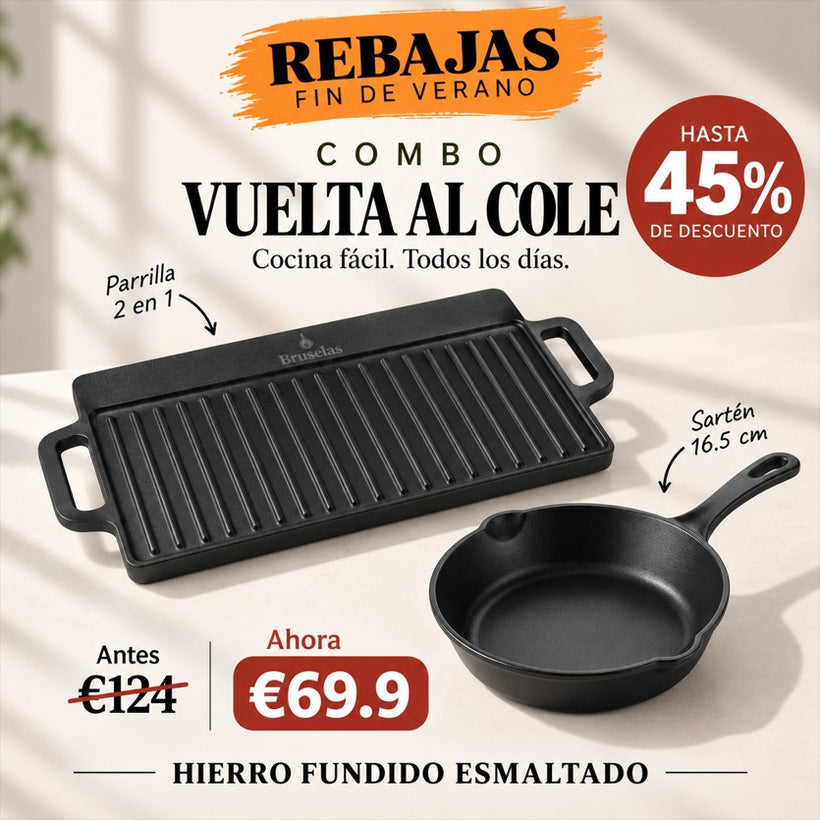 Combo Vuelta al Cole: Parrilla 2 en 1 + Sartén 16,5 cm