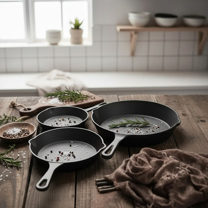 Set X3 Sartenes Hierro Fundido Esmaltado + Obsequio Fundas de Silicona